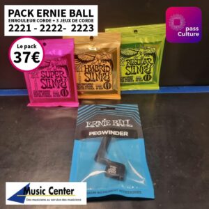 ack Ernie Ball Enrouleur corde + 3 jeux de corde